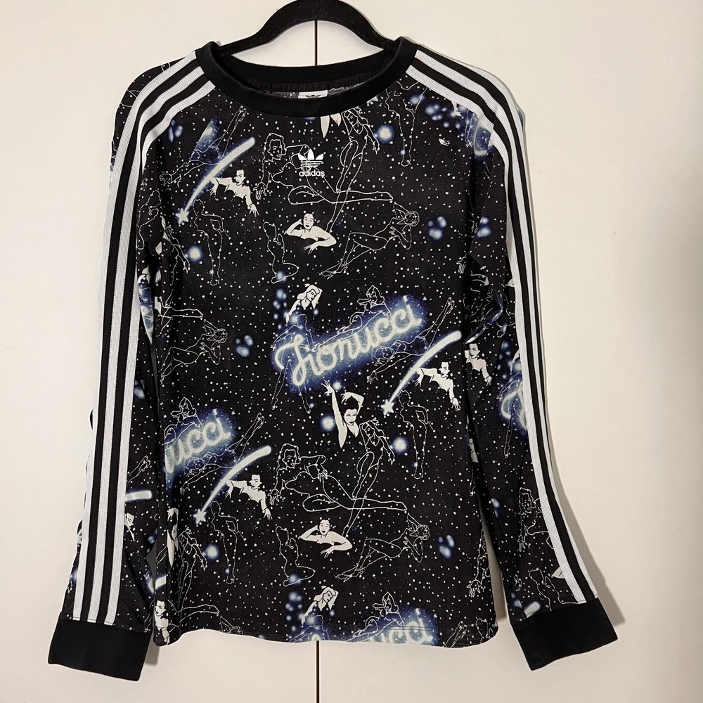 Adidas X Fiorucci Milky Way Mesh Top Size S Black Celestial Long Sleeve Jersey